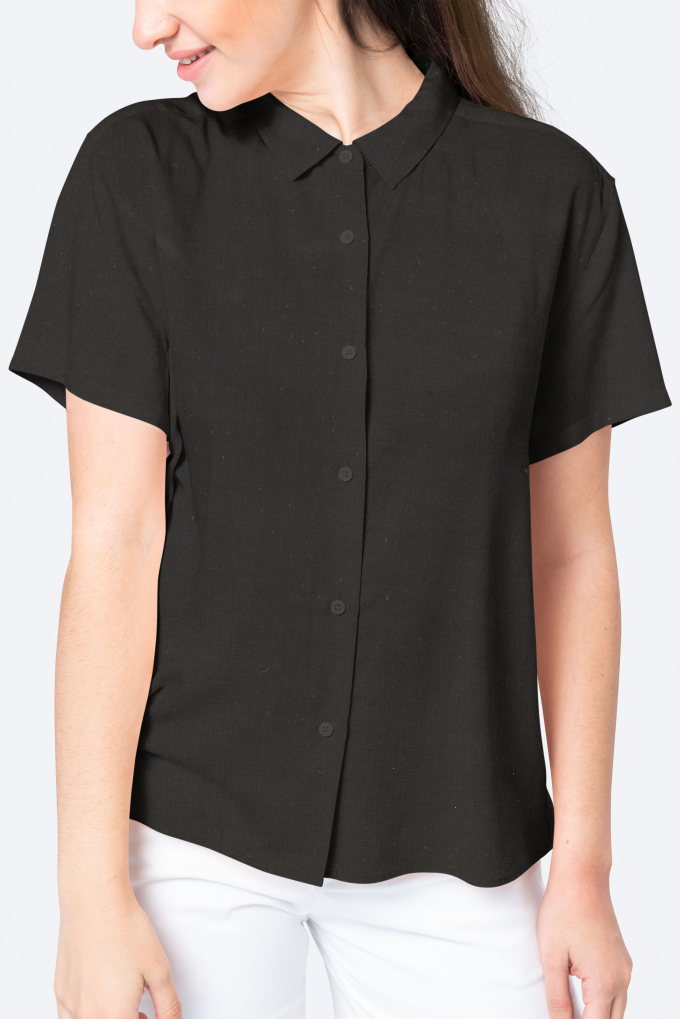 Viscose voile plain, black