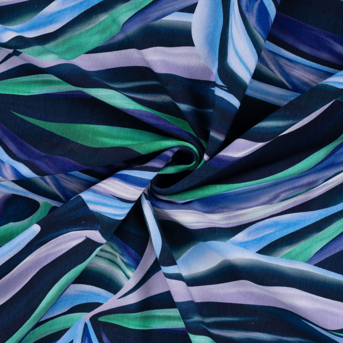 Viscose jersey Abstract Lines, marineblauw