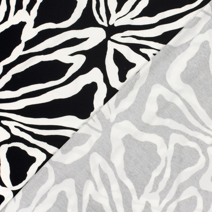 Tissu jersey viscose Feuilles, noir