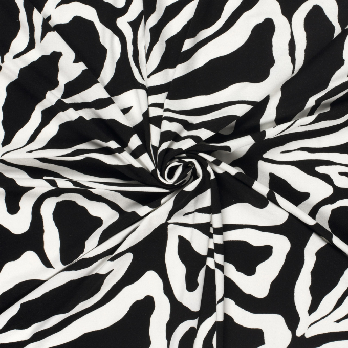 Tissu jersey viscose Feuilles, noir