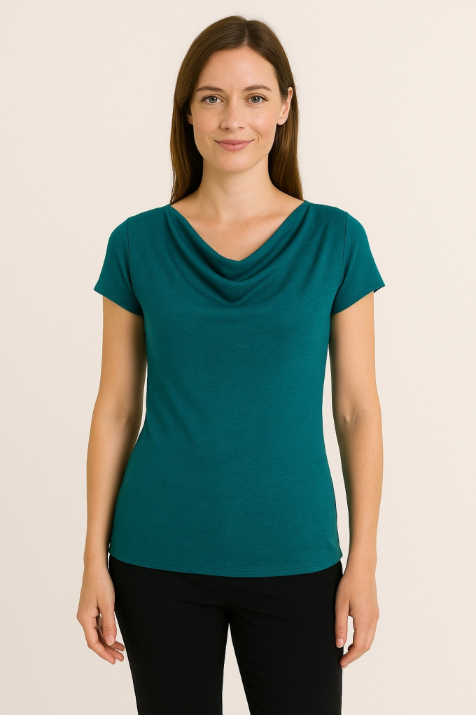 Tissu jersey viscose, bleu vert