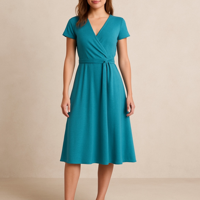 Tissu jersey viscose, bleu pétrole clair