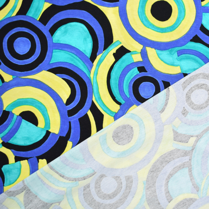 Tissu jersey viscose Cercle géométrique Irregular Circle, jaune
