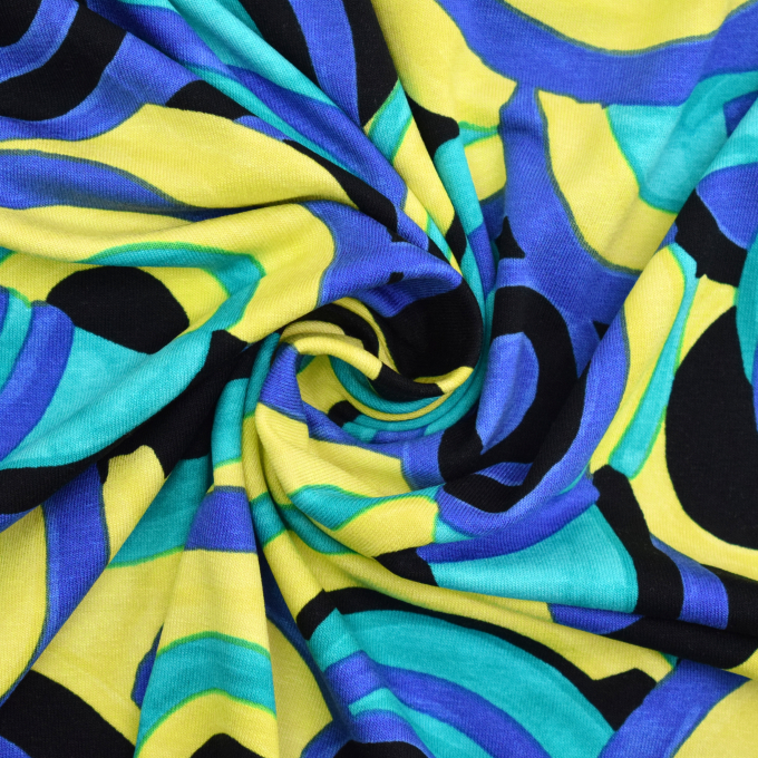 Tissu jersey viscose Cercle géométrique Irregular Circle, jaune