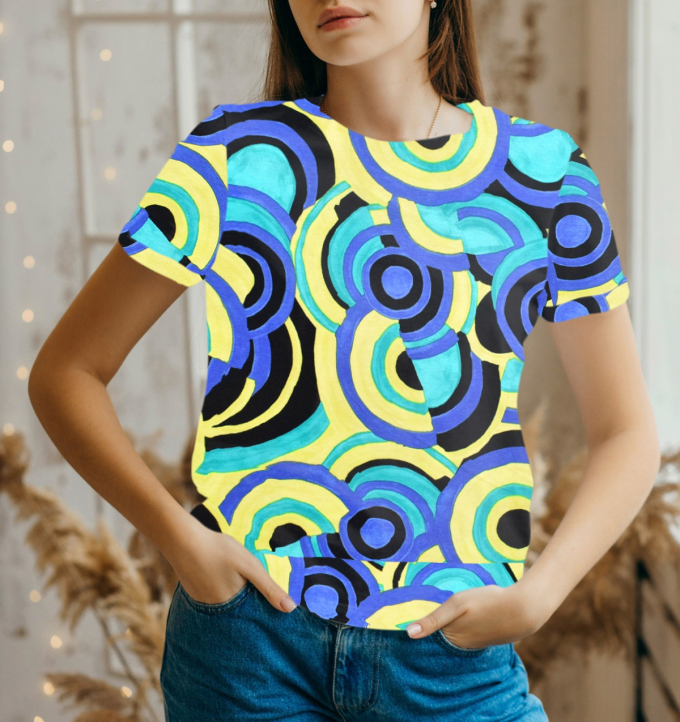 Tissu jersey viscose Cercle géométrique Irregular Circle, jaune