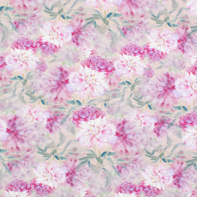 Viscose jersey pioenrozen, beige