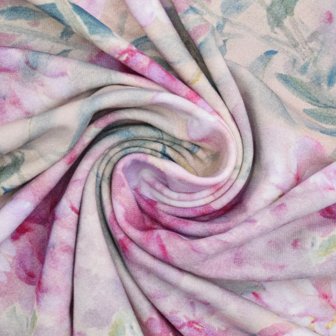 Viscose jersey pioenrozen, beige