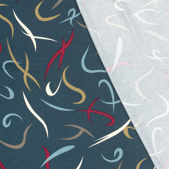 Tissu jersey viscose Coup de pinceau, bleu fumée