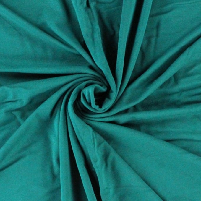 tissu jersey viscose col vert turquoise vente au demi metre