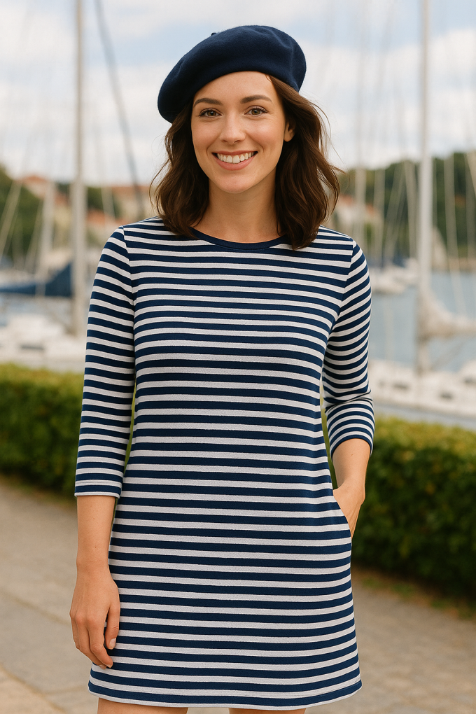 Viskosejersey Stripes, marine