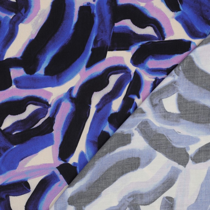 Viscose fabric abstract painting, blue