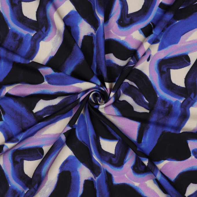 Viscose fabric abstract painting, blue