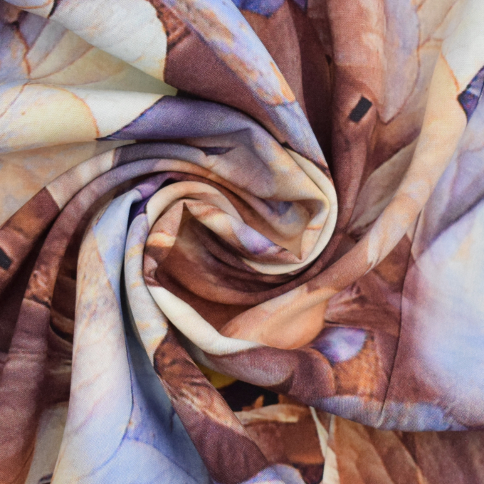 Viscose Fabric Beautiful Leaves, brown