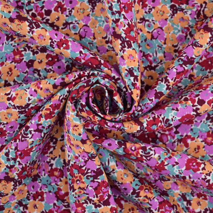 Tissu viscose Mer de fleurs, pourpre