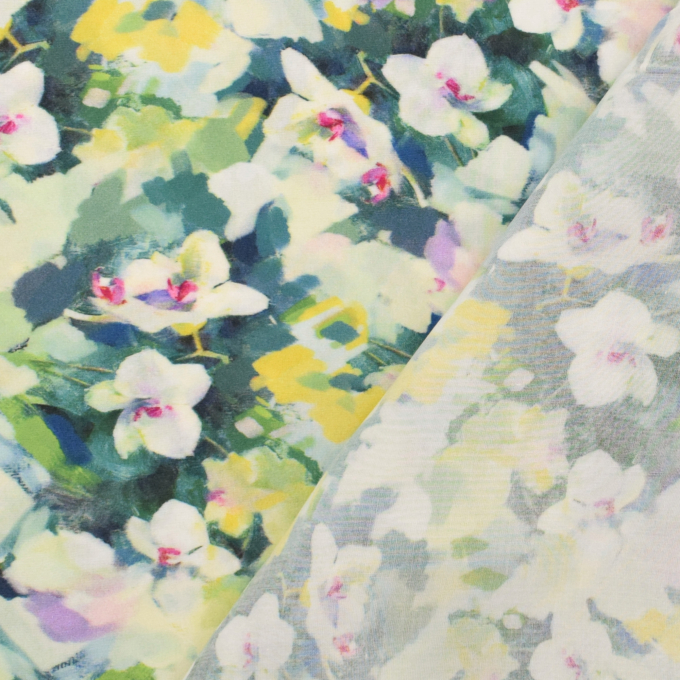 Viscose Fabric flower meadow, green