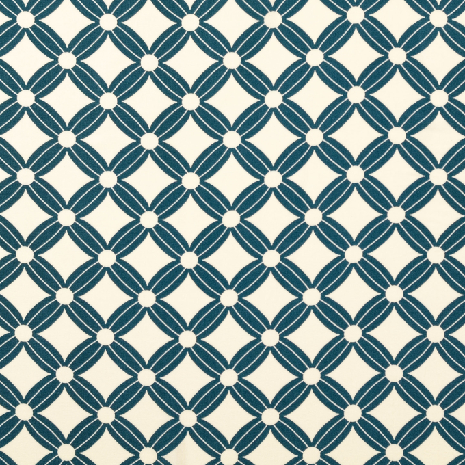 Viscose stof Flower Cubes, petrol