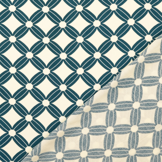 Viscose stof Flower Cubes, petrol