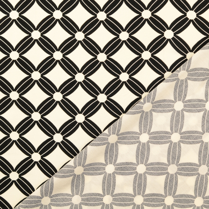 Tissu viscose Flower Cubes, noir