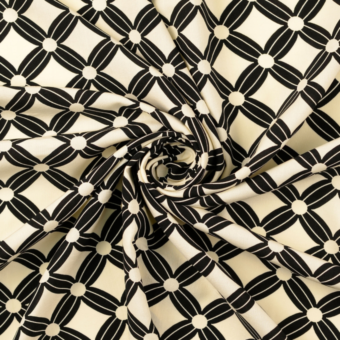 Tissu viscose Flower Cubes, noir
