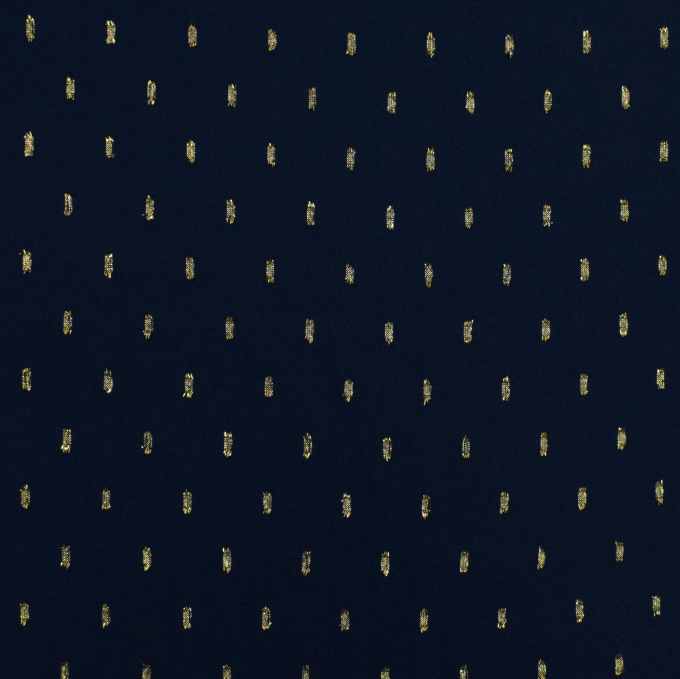 Tissu viscose plumetis doré  Golden Glamour, bleu foncé