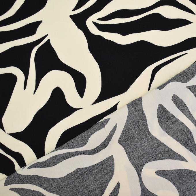 Viskosestoff Leaf Dream, schwarz
