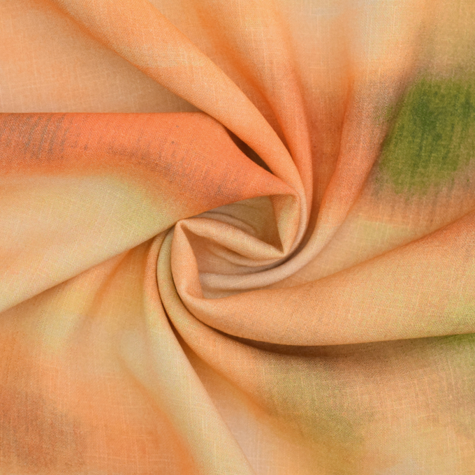 Viscose fabric Linen look batik, orange