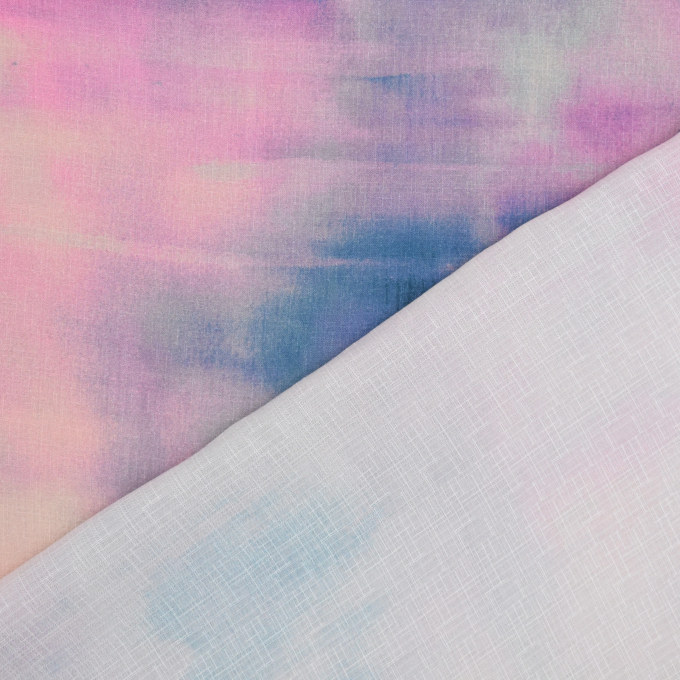 Viscose fabric Linen look batik, pink