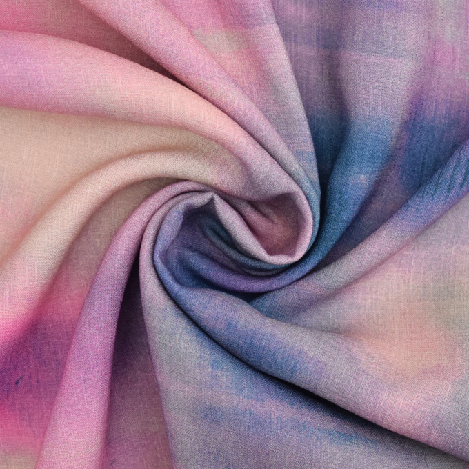 Viscose fabric Linen look batik, pink