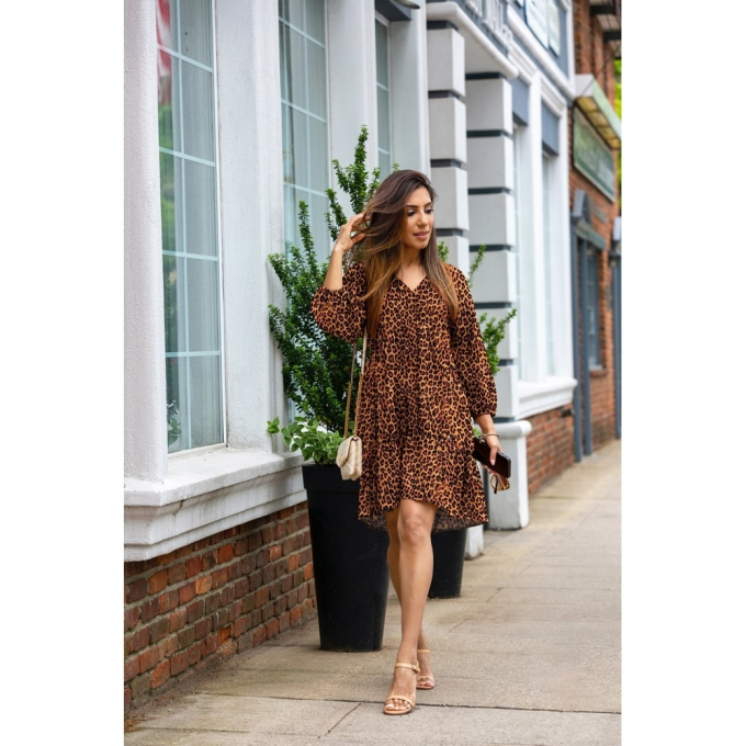 Viscose stof leo, bruin