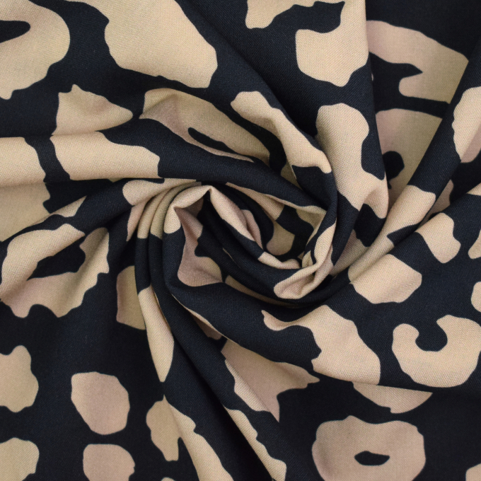 Viscose stof Leo Dots, zwart