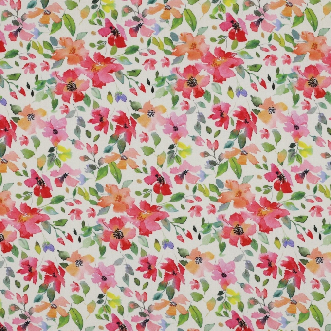 Viscose stof Little Flowers, gebroken wit