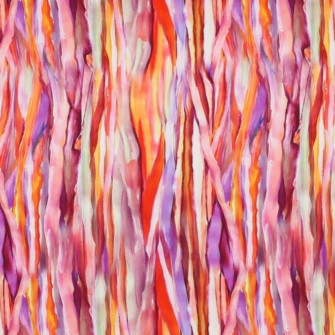 Viscose stof Radiance Abstract stripes, roze