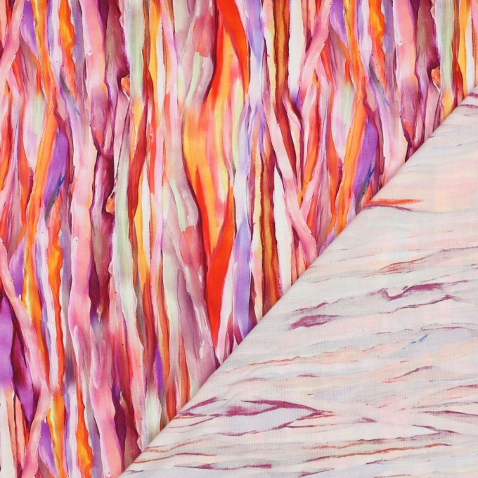 Viscose stof Radiance Abstract stripes, roze