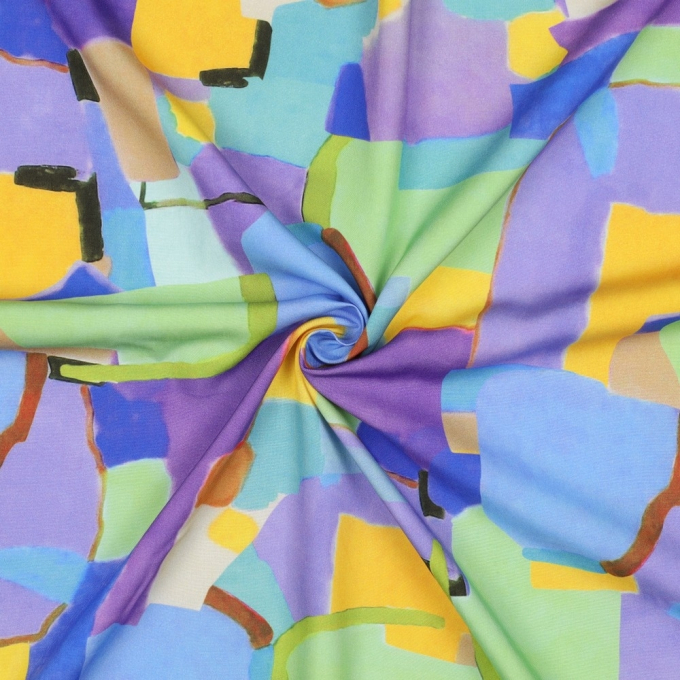 Tissu viscose abstrait Radiance Pebbles, pourpre