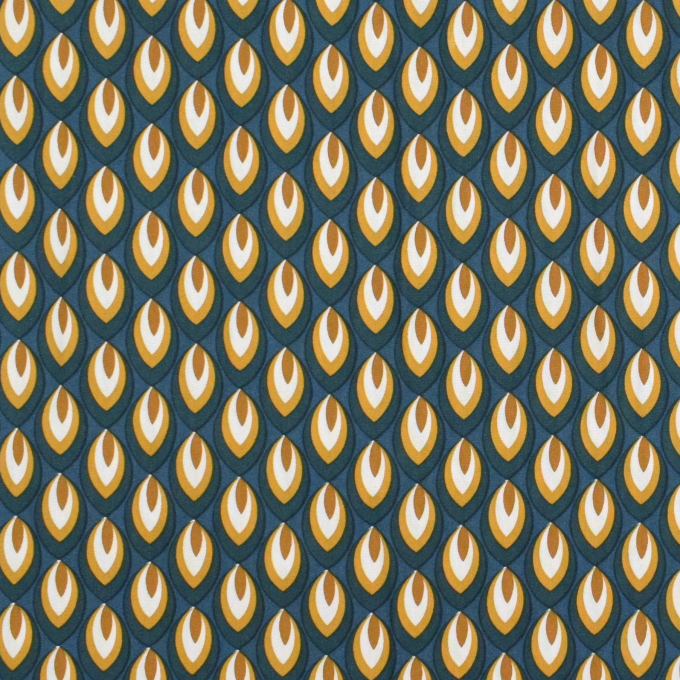 Viscose stof Retro Drops, petrol