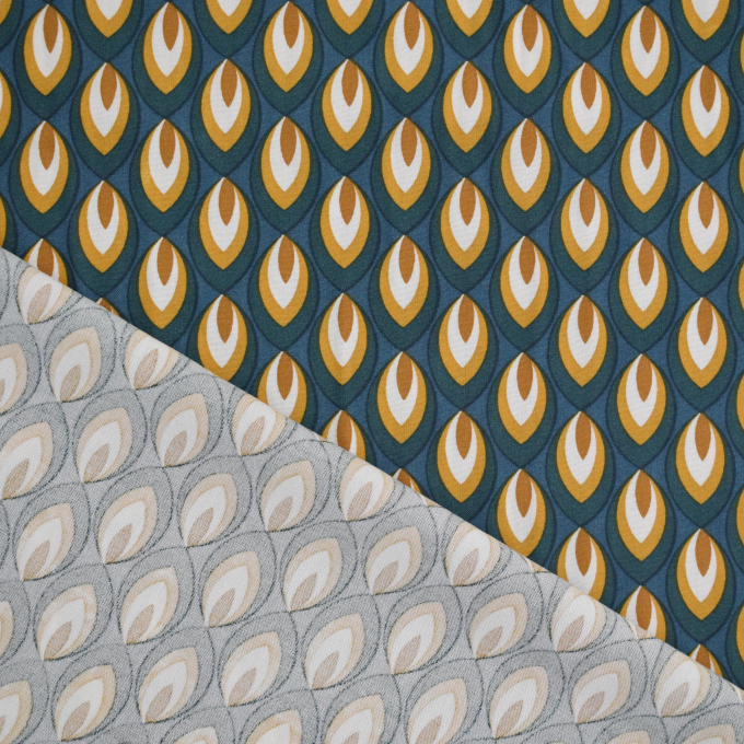 Viscose stof Retro Drops, petrol