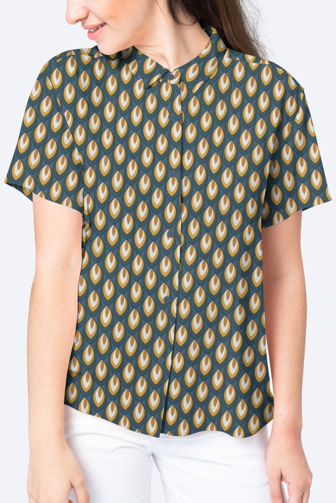 Viscose stof Retro Drops, petrol