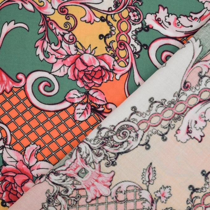 Tissu viscose Royal Flowers, orange