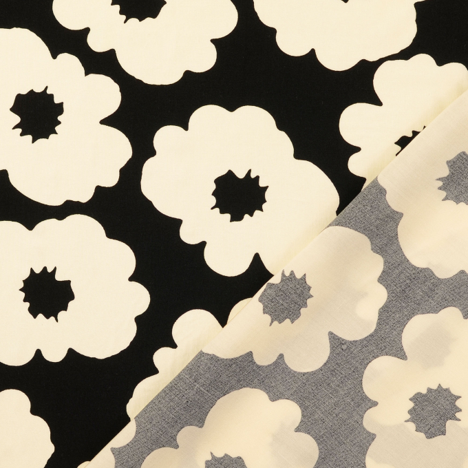 Tissu viscose Shadow Flowers, noir