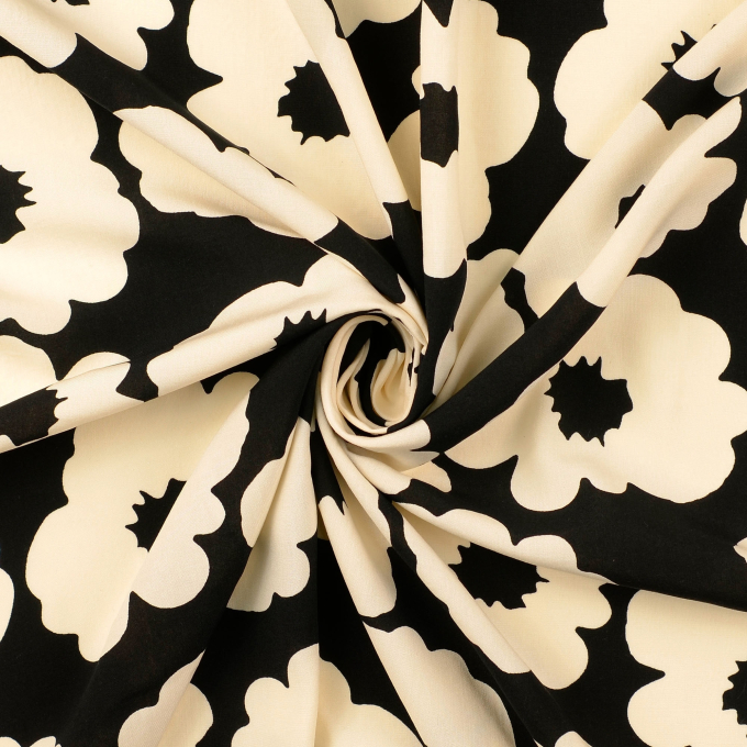 Tissu viscose Shadow Flowers, noir