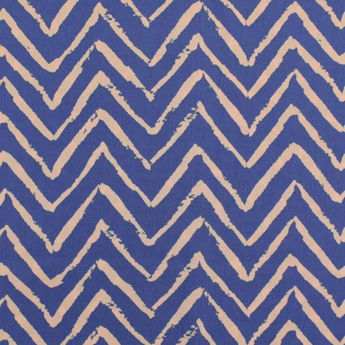 Tissu viscose Zig Zag, bleu denim