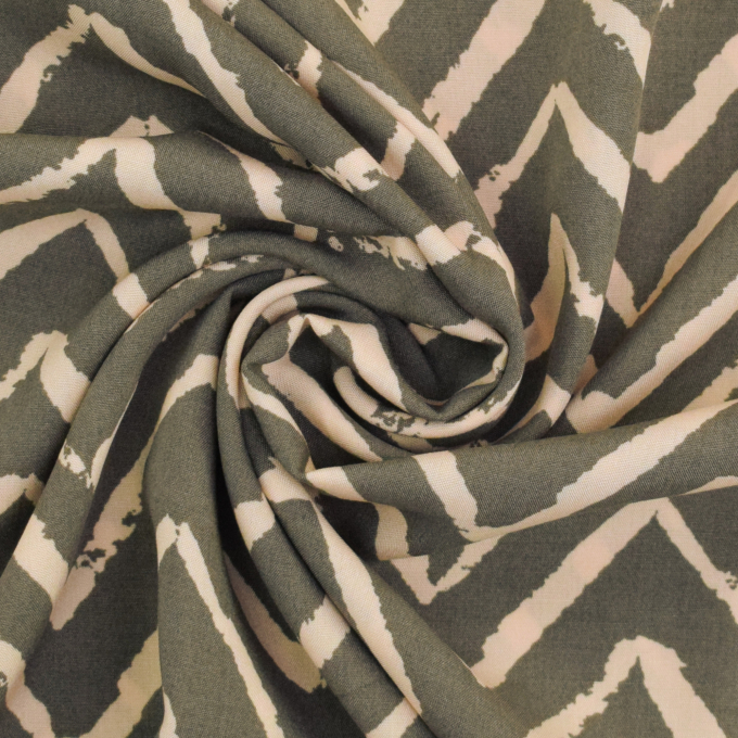 Tissu viscose Zig Zag, vert olive