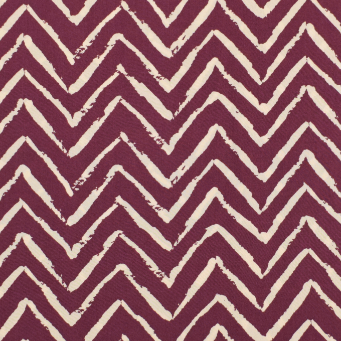 Tissu viscose Zig Zag, prune