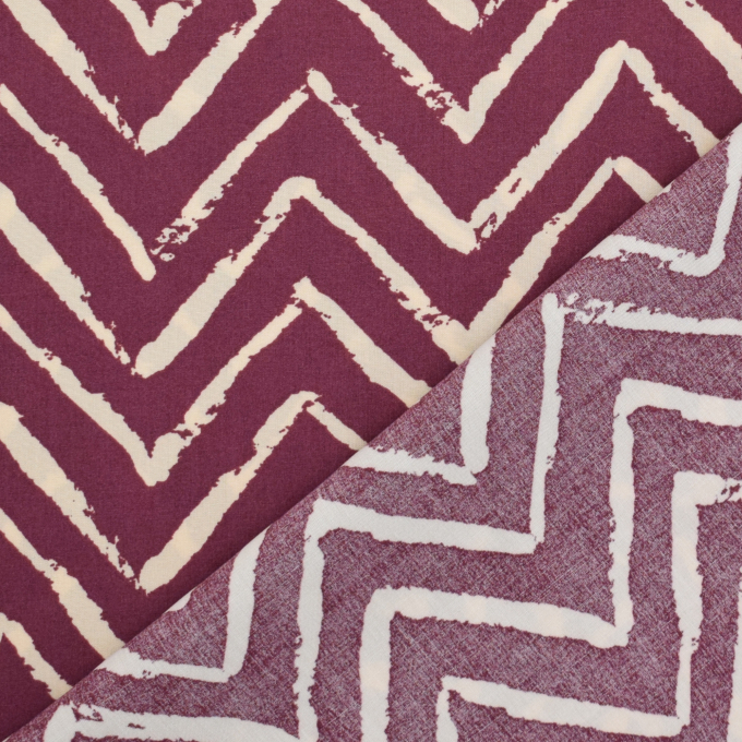 Tissu viscose Zig Zag, prune