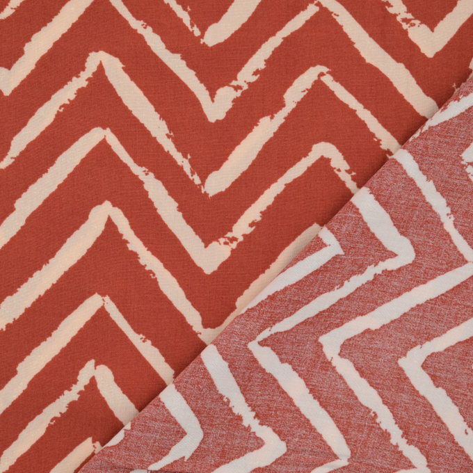 Viscose stof Zig Zag, terracotta