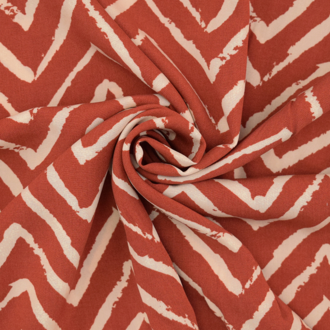Viscose stof Zig Zag, terracotta