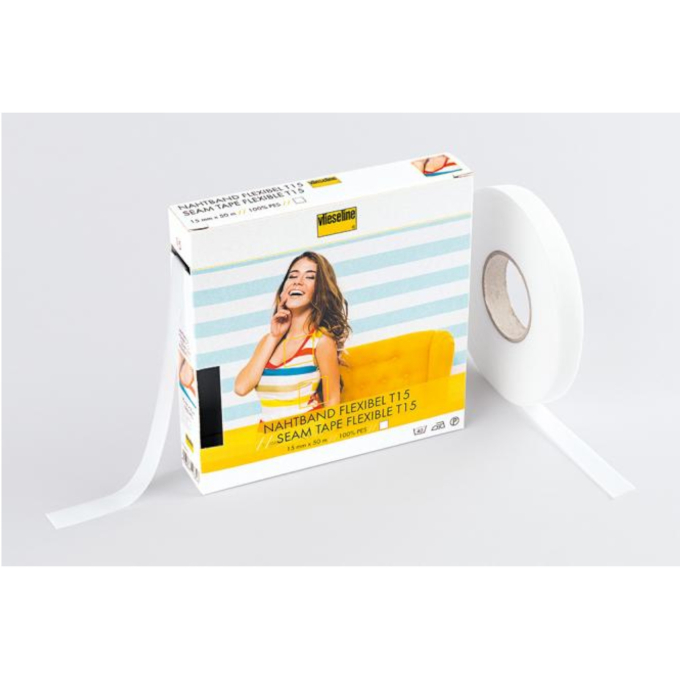 Vlieseline naadband flexibel 1,5 cm, wit
