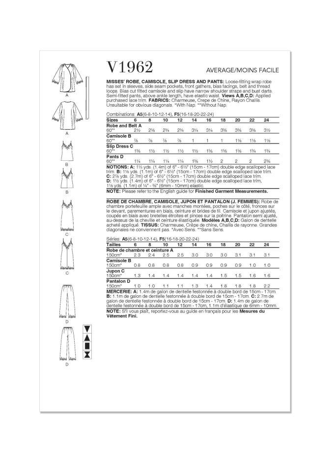 Vogue 1962 Nachtkleding mt. 32-40, Dui/En/Fr
