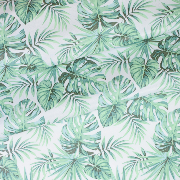 Toile cirée imperméable Feuilles Leaves, blanc