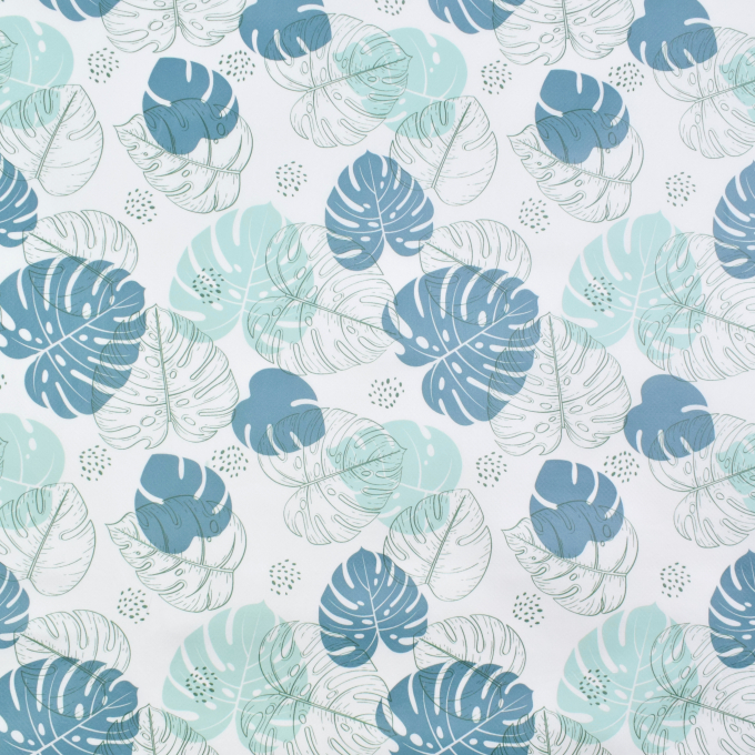 Toile cirée imperméable Plantes Monstera, blanc